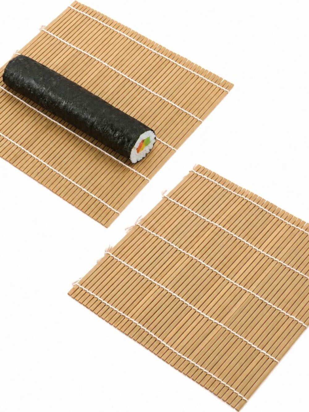 Natural Bamboo Roll-Up  Set of 5  - Beige sushi mat hand roll